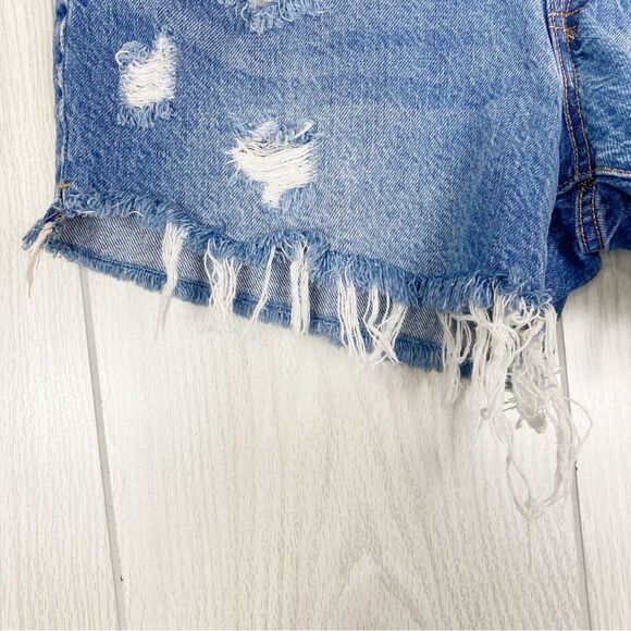 Aeropostale | Distressed 90s High Rise Cut Off Denim Shorts Size 4 - Picture 6 of 10